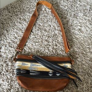 Brown and Black Leather Crossbody Bag